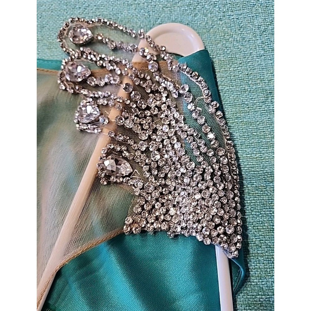 Alglist Emerald Green Rhinestone Evening Gown Large - Picture 9 of 10
